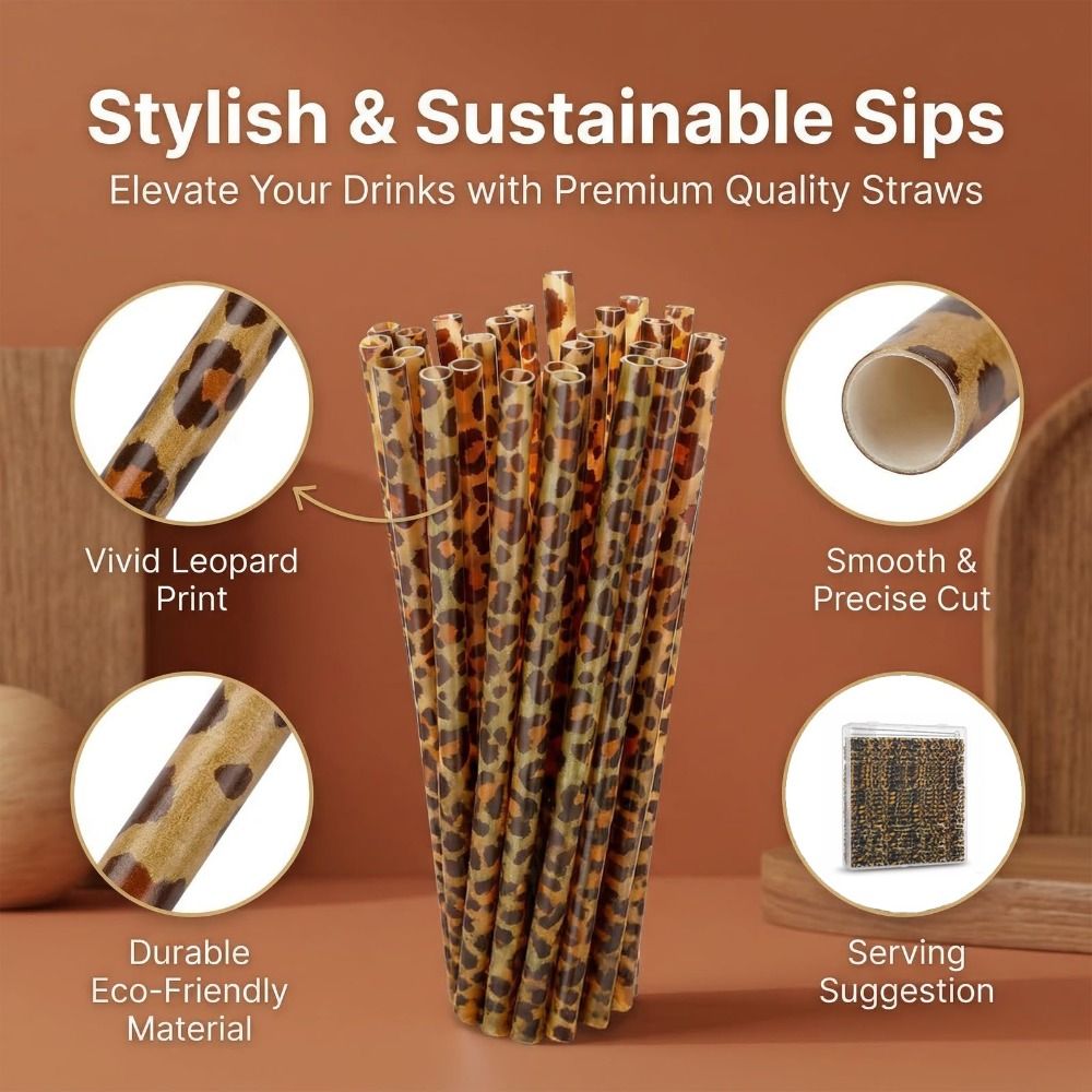 Trendy Leopard Print Drinking  - огляд і ціна Reusable Straw