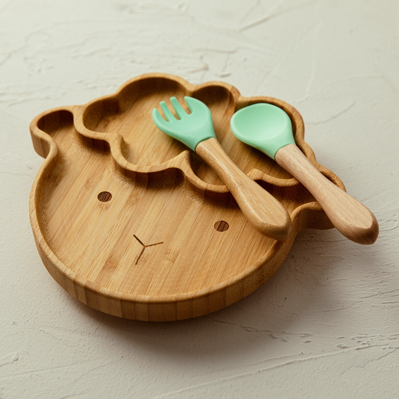 4pcs Children's Tableware Suct - огляд і ціна Bamboo Cutlery