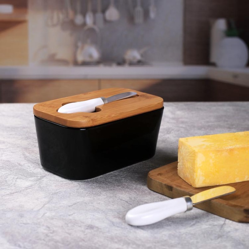 Simple Ceramic Butter Dish wit - огляд і ціна Bamboo Cutlery
