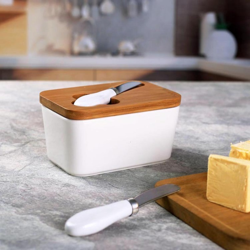 Simple Ceramic Butter Dish wit - огляд і ціна Bamboo Cutlery