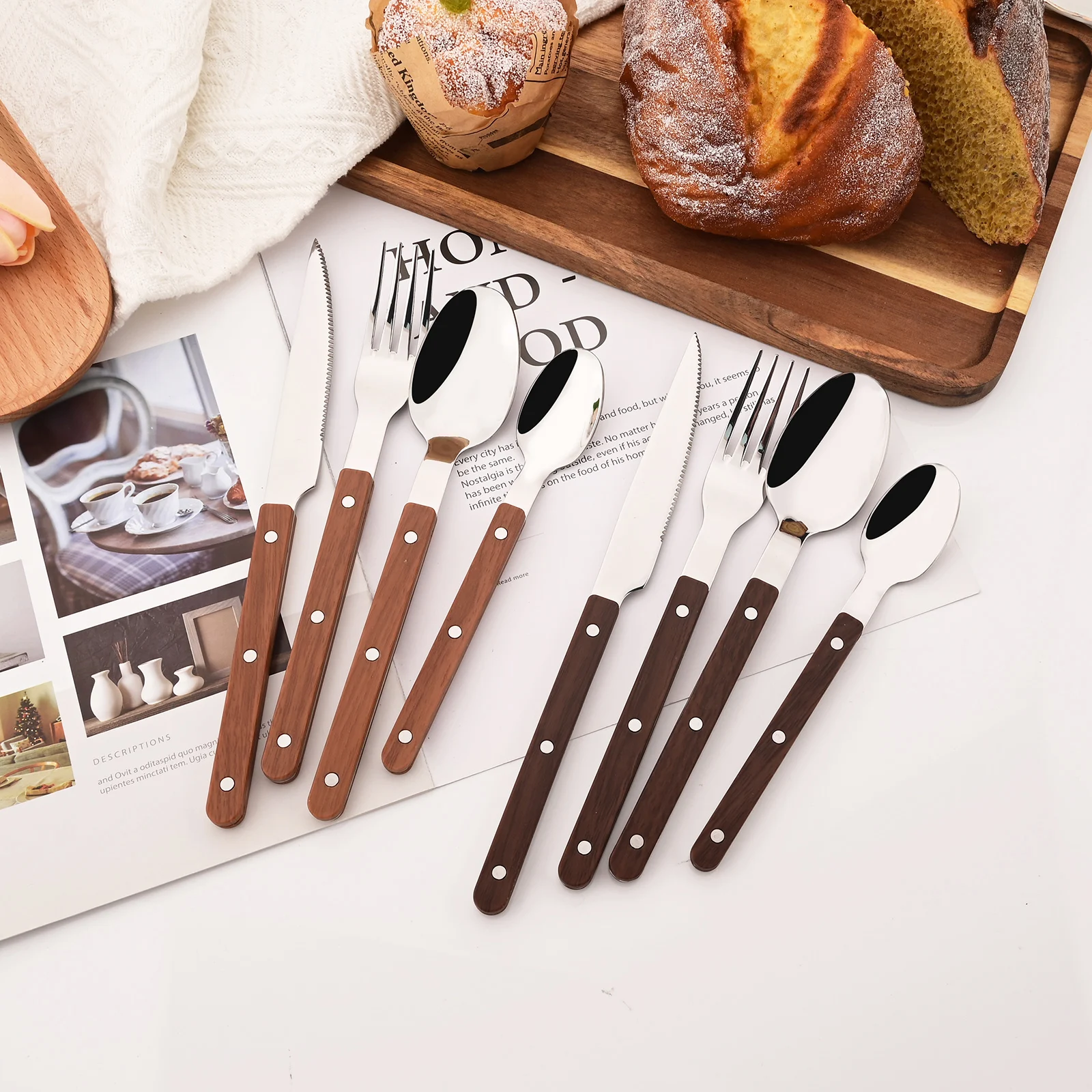 5/20Pcs Imitative Wood Silver  - огляд і ціна Bamboo Cutlery