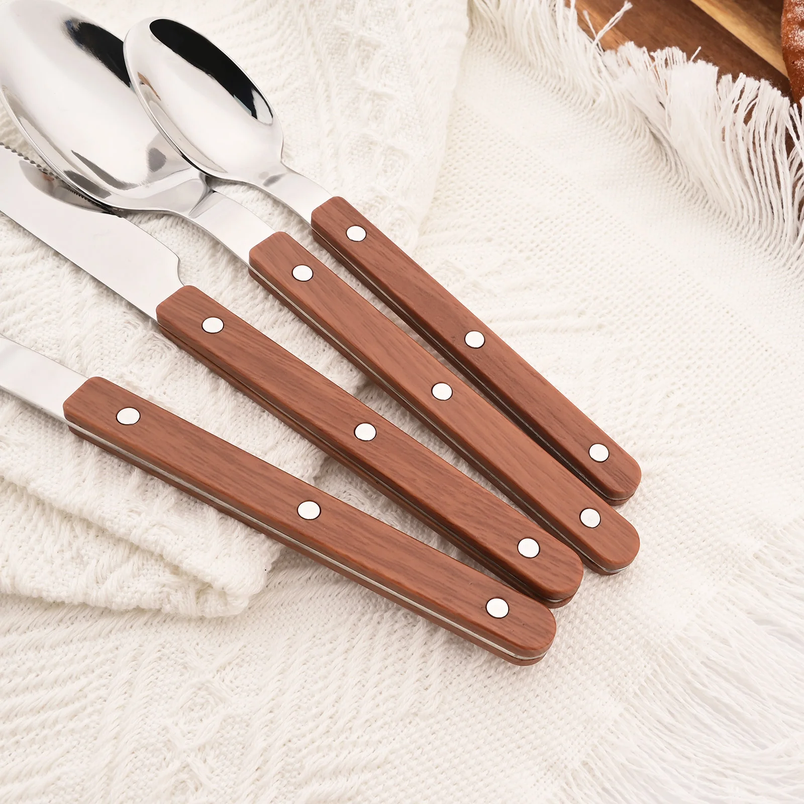 5/20Pcs Imitative Wood Silver  - огляд і ціна Bamboo Cutlery